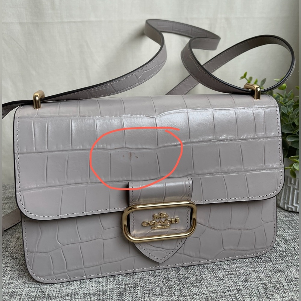 $129(New) Coach Morgan Square Crossbody Bag In Croc- Embossed Leather - Picture 1 of 12